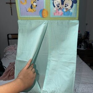 Vintage Disney Diaper holder Mint Green Small Gingham Fabric Panel